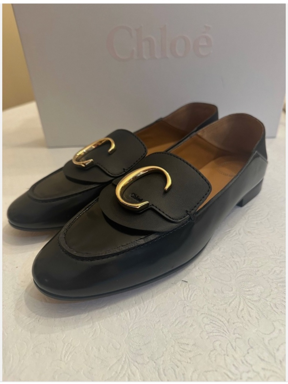 CHLOE C LOAFER BLACK LEATHER MADE IN ITALY NWT $650